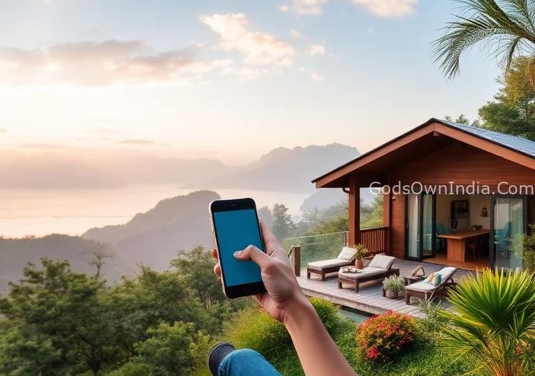 A high-quality image showcasing modern travel planning and sustainable exploration for 2025.