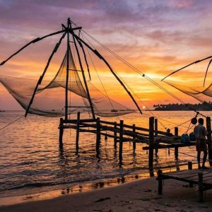 A wide-angle landscape photograph captured during a golden sunrise