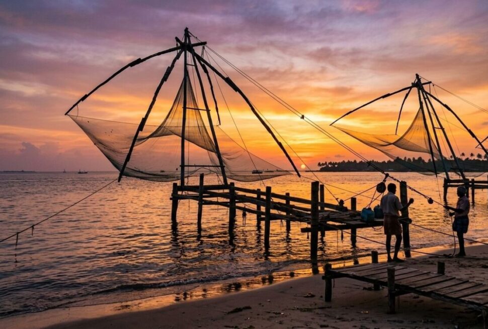 A wide-angle landscape photograph captured during a golden sunrise