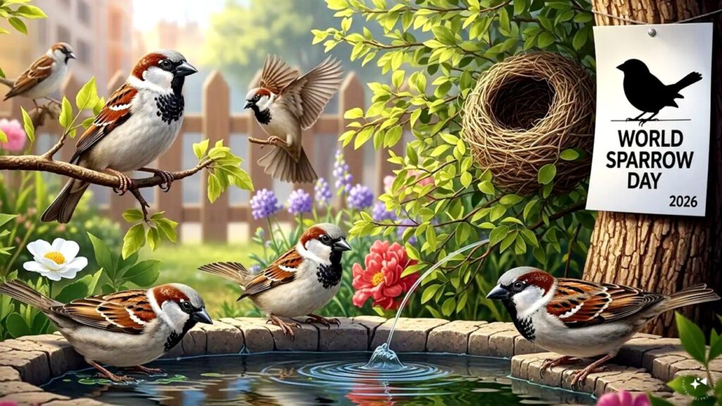 House Sparrow in garden tree – Celebrate World Sparrow Day 34