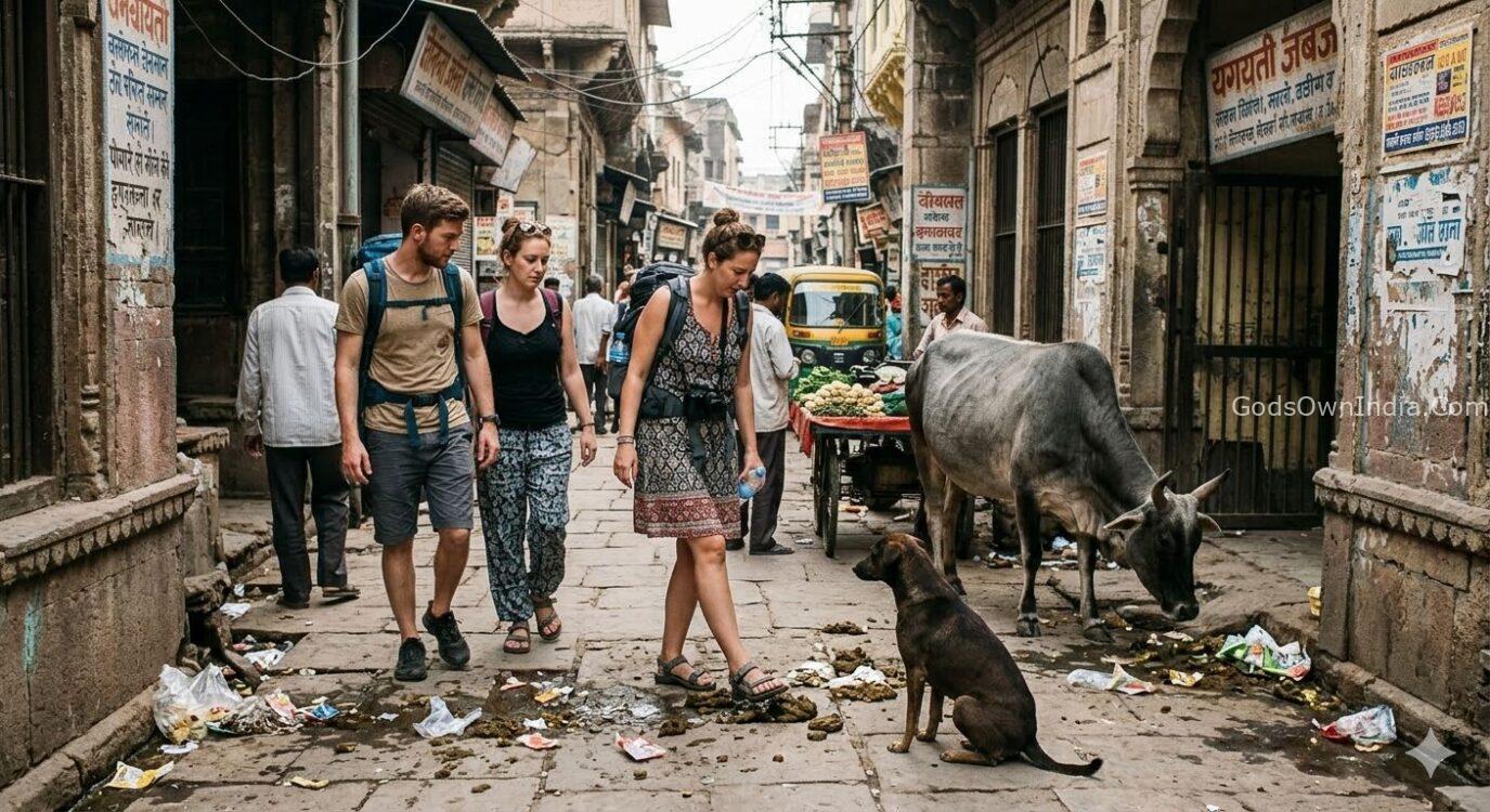 A busy multi-lane traffic intersection in Jaipur, India