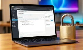 Close-up of a laptop displaying Contact Form 7 next to a secure padlock.